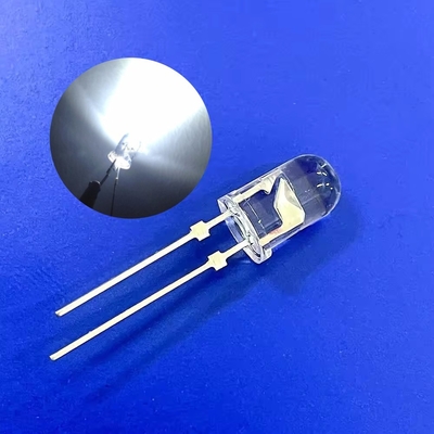 ডিপ ট্রাফিক সতর্কতা হালকা LED ডায়োড 5mm 45deg সাদা রঙ 9000K 22000mcd ক্লিয়ার লেন্স স্টপার সহ